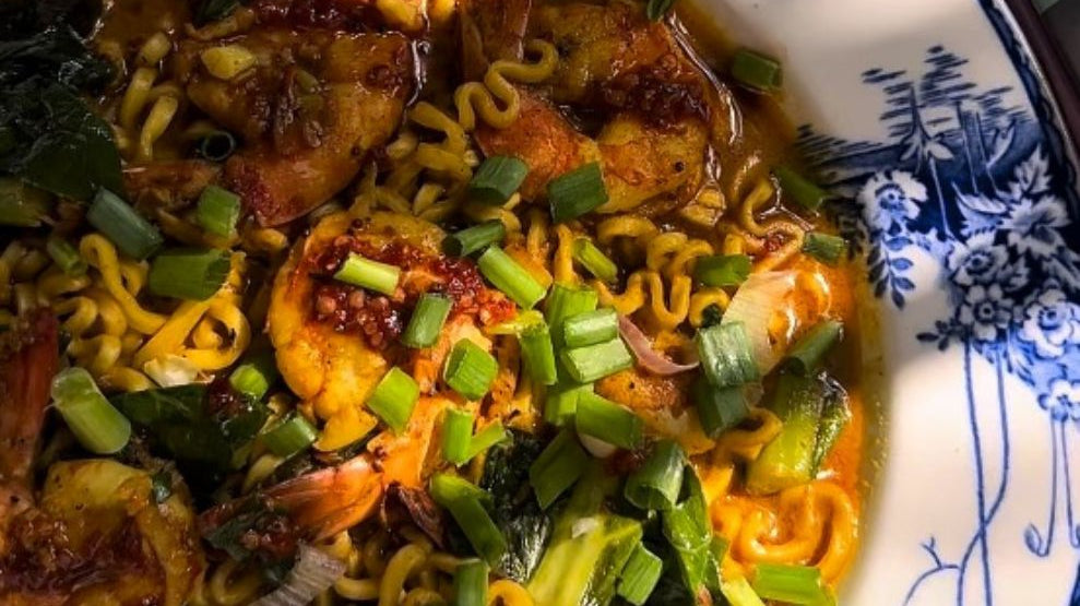 Mustard Prawn Raman Noodle Bowl recipe